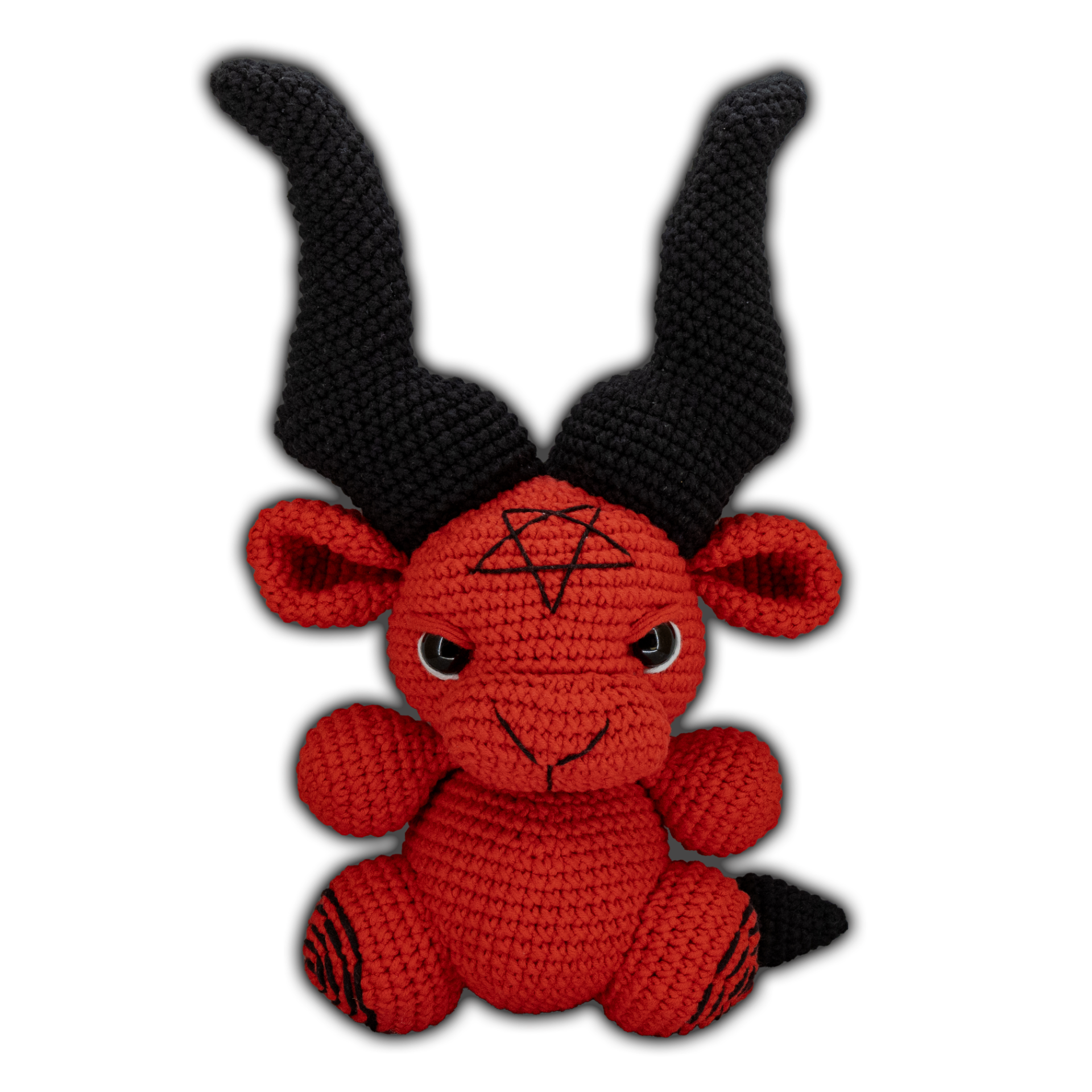 háčkovaný Baphomet handmade, amigurumi Baphomet, ručně háčkovaný plyšák